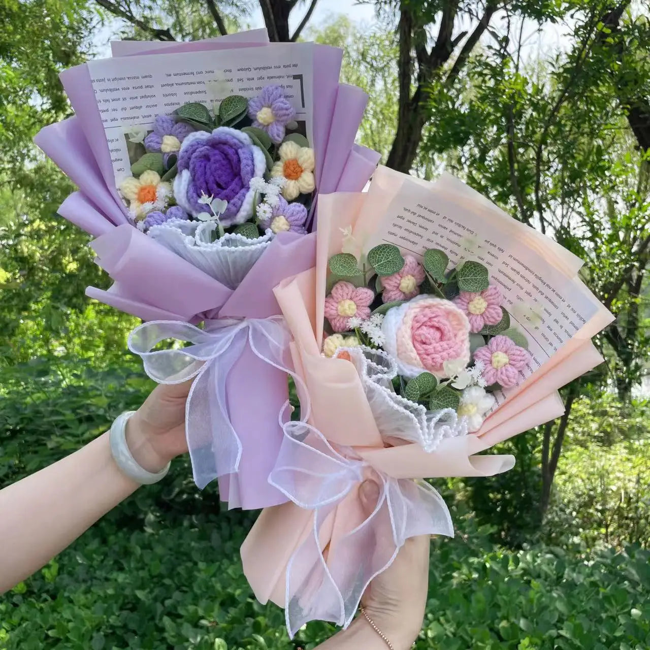 Plush Knitted Crochet Flower Gift Bouquet