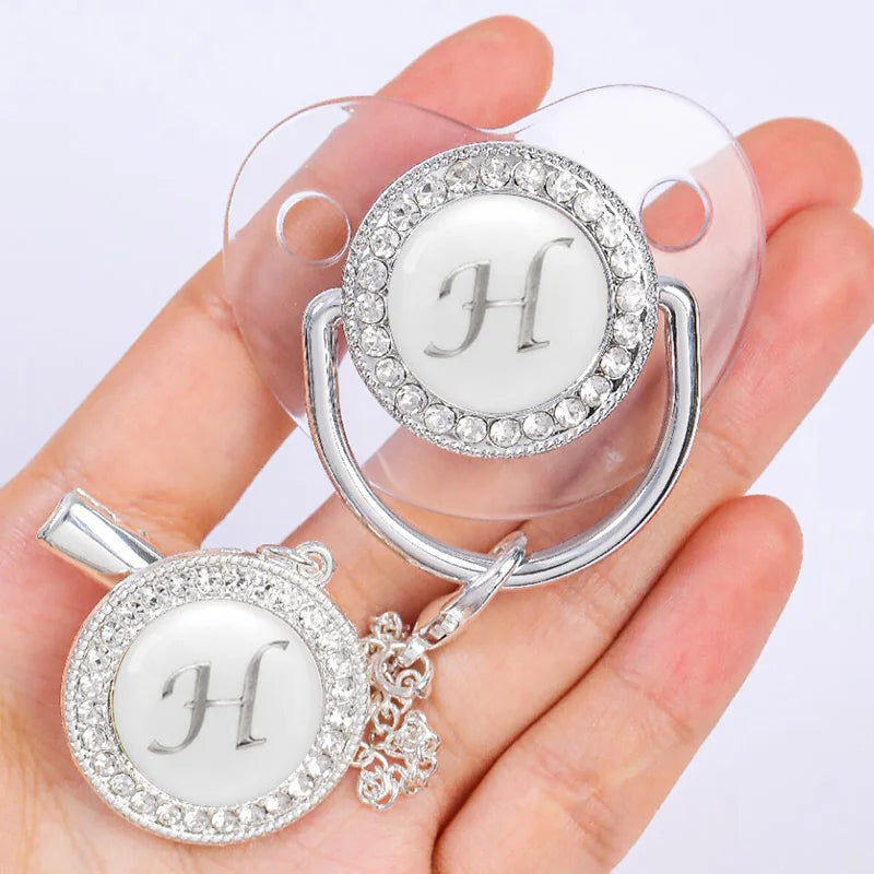 Baby Silver Personalised Luxury Bling Pacifier Dummy H