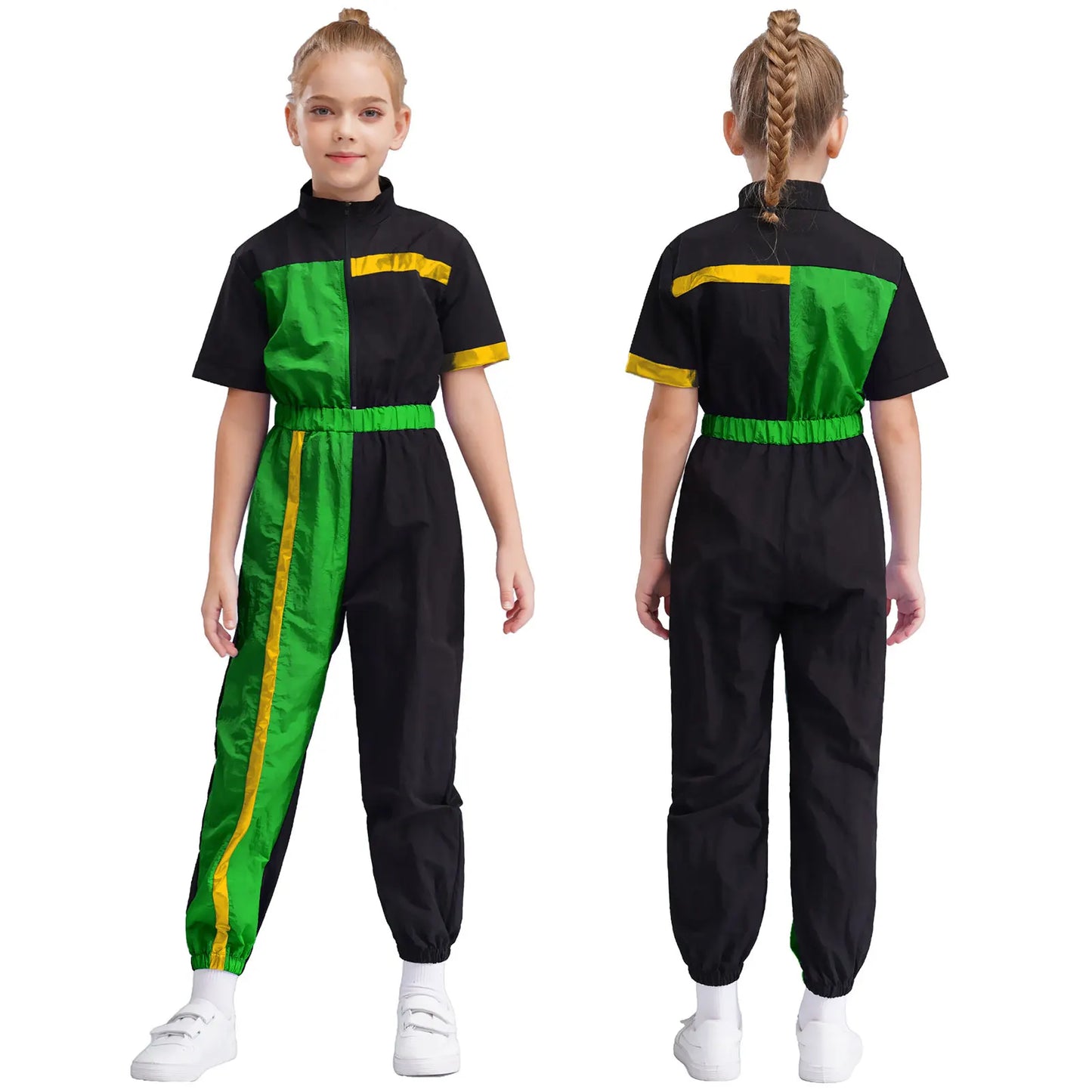 Girls Color Block Jumpsuit (6-16 YRS) Green