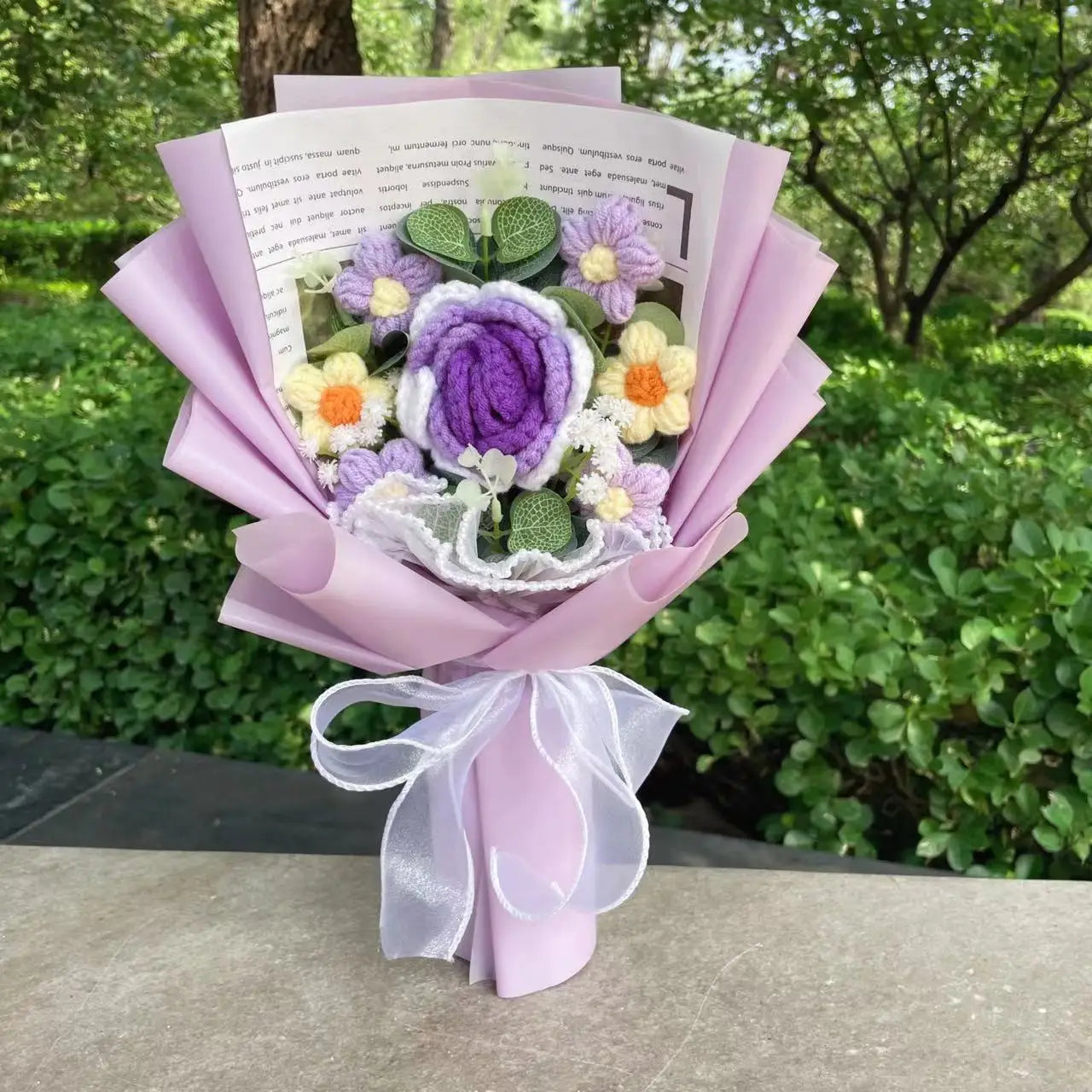 Plush Knitted Crochet Flower Gift Bouquet