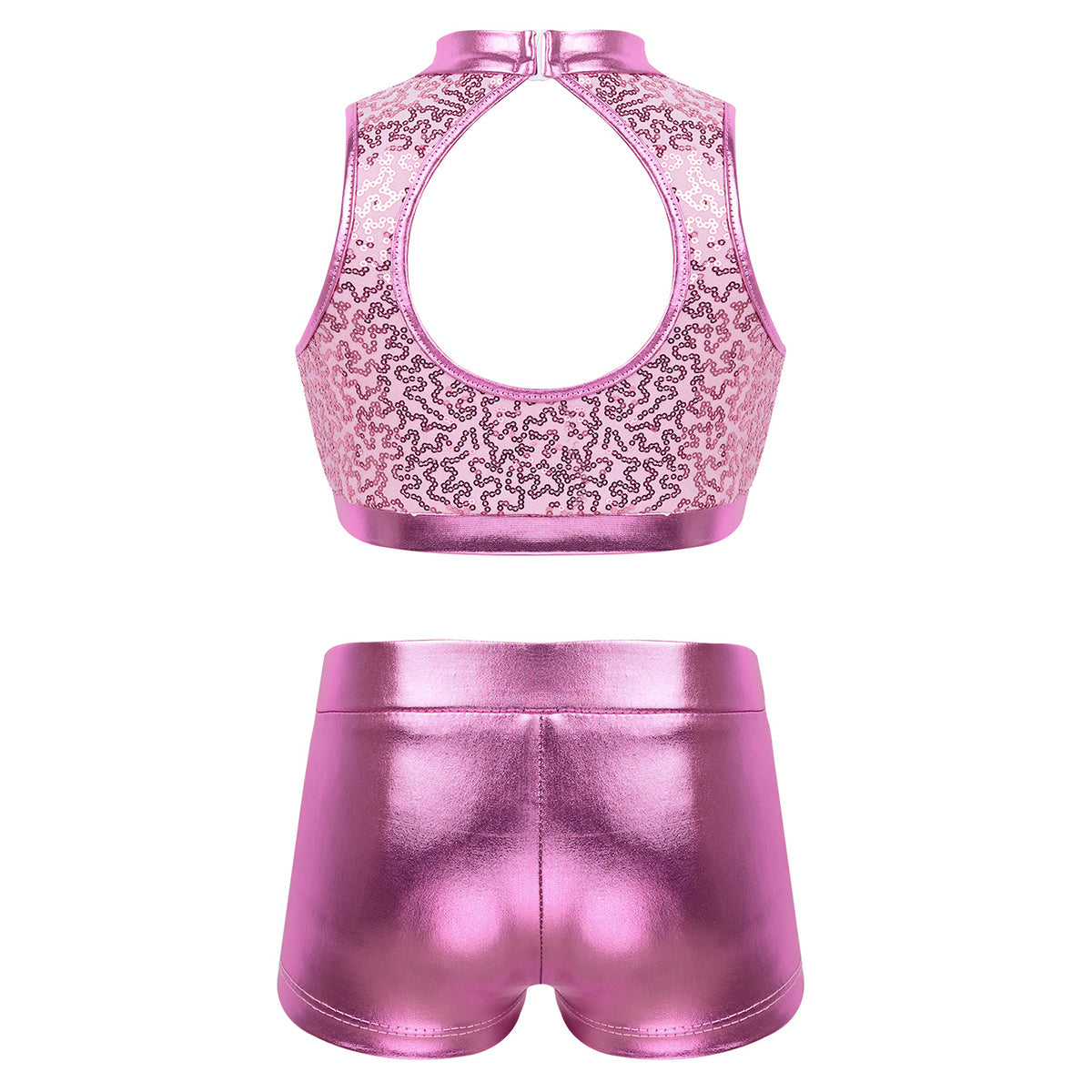 Girls Dance Costume Sequin Crop Top & Shorts Set (Age 6-12 YRS)