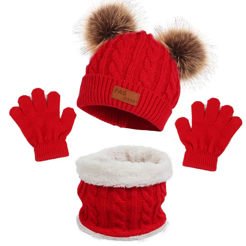 Baby/Toddler Hat Scarf & Gloves Set (Age 12M-5YRS) Red 2 1-5Y