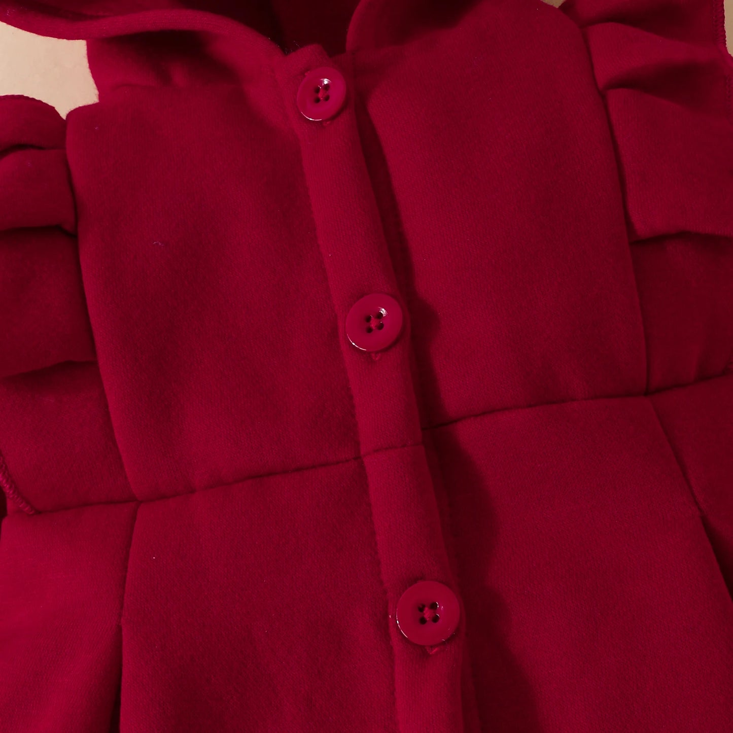 Baby Girl Burgundy Ruffled Single Breasted Coat (Age 3M-24M)