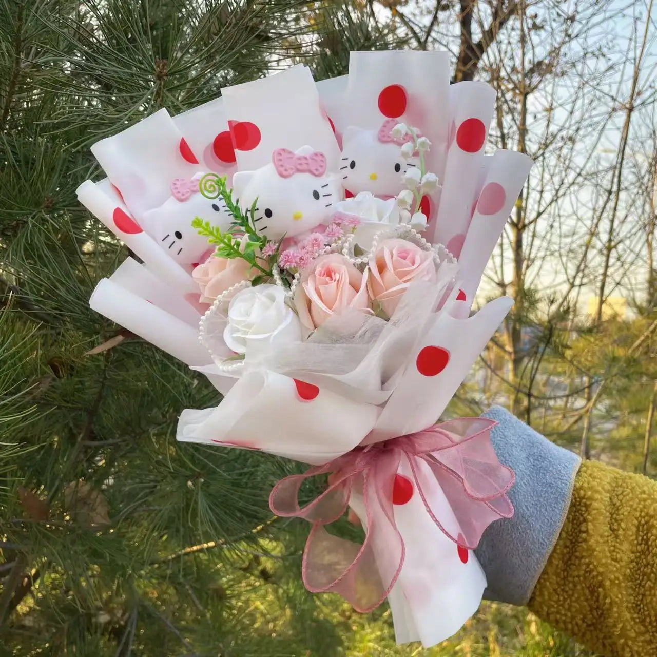Hello Kitty Plush Flower Gift Bouquet – 35cm in Gift Box | Sanrio-Inspired Keepsake Arrangement