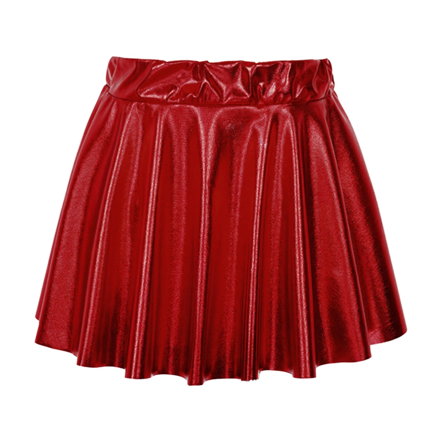 Girls Metallic Pleated Skirt (Age 2-16 YRS) Red