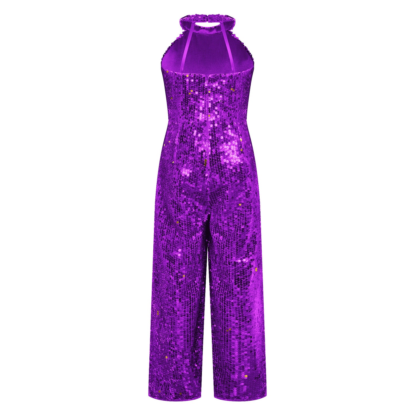 Girls Dance Sequin Sleeveless Halter Jumpsuit (Age 6-14YRS)