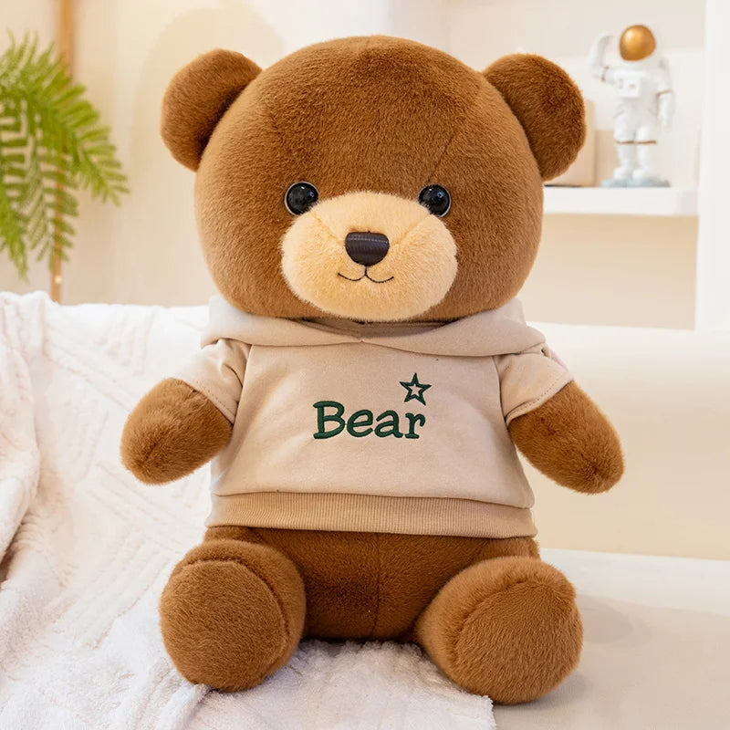 Plush Hoodie Teddy Bear Stuffed Toy 23-45cm Brown Bear in Khaki