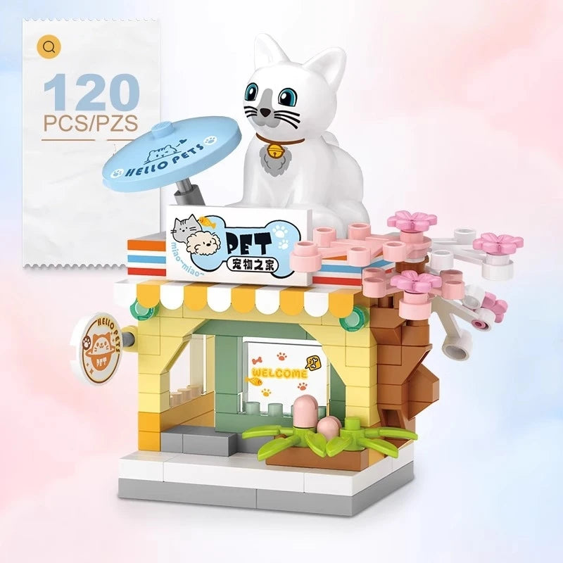 A Miniature DIY Building Blocks Restaurant Dessert Coffee Store