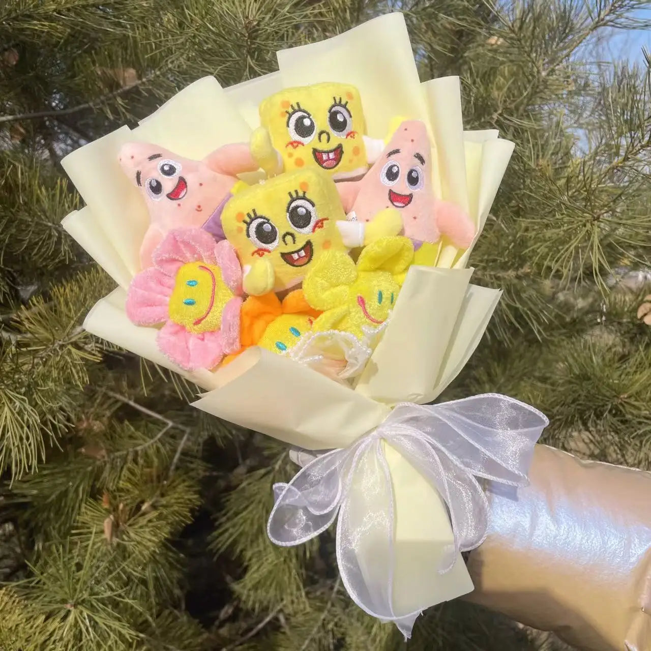 Plush SpongeBob Patrick Star Gary Squidward Stuffed Toy Flower Bouquet