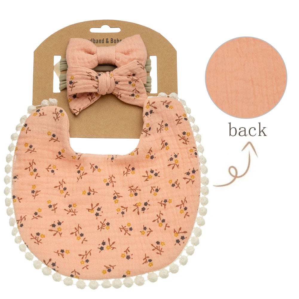 3Pcs/Set Baby Flower Bibs & Headbands Set 3