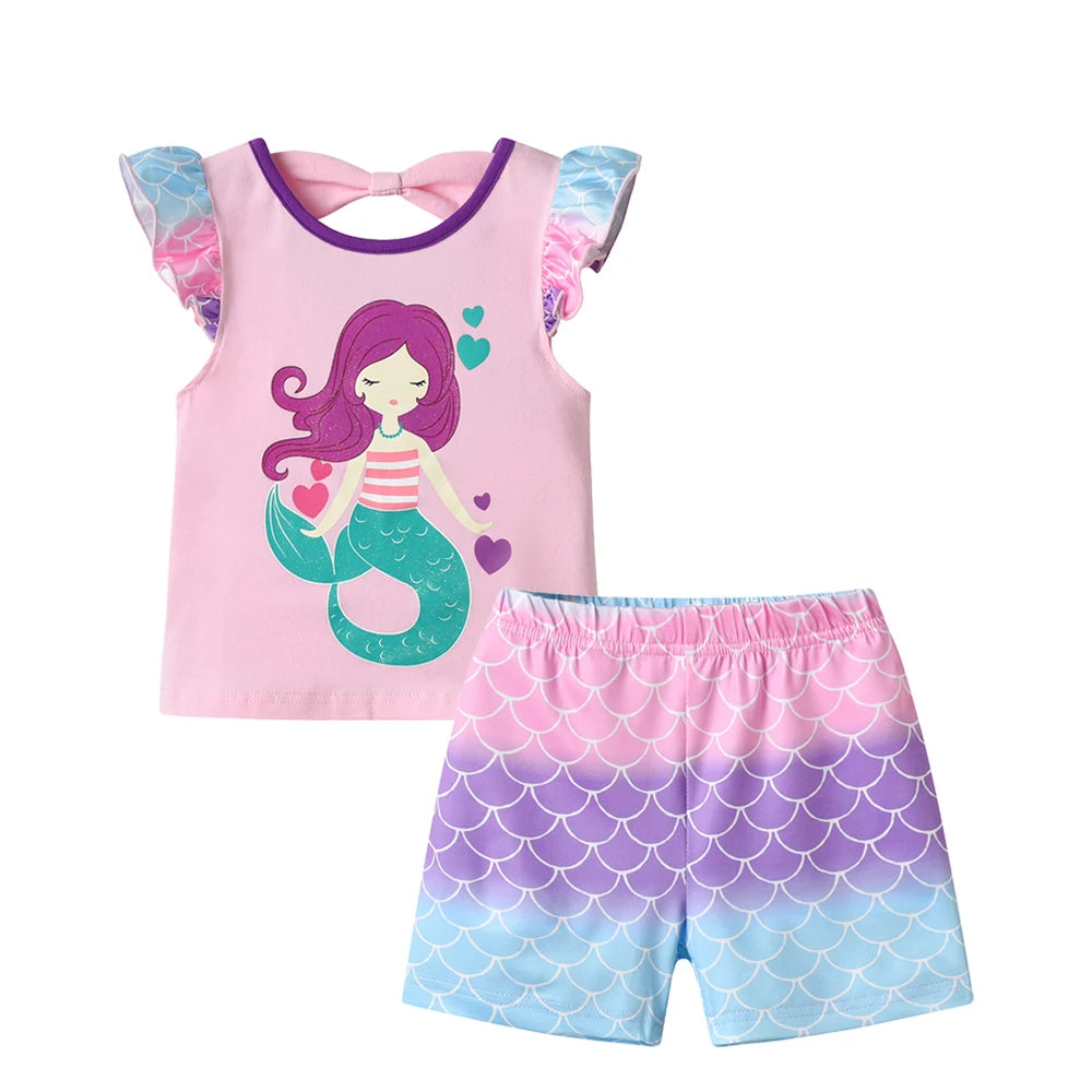 Girls Mermaid Shorts & T-Shirt Set (Age 3-12YRS)