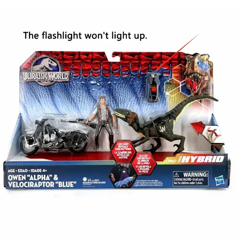 Jurassic Park Cycle & Hybrid Raptor Action Figure Motorcycle Set WHITE
