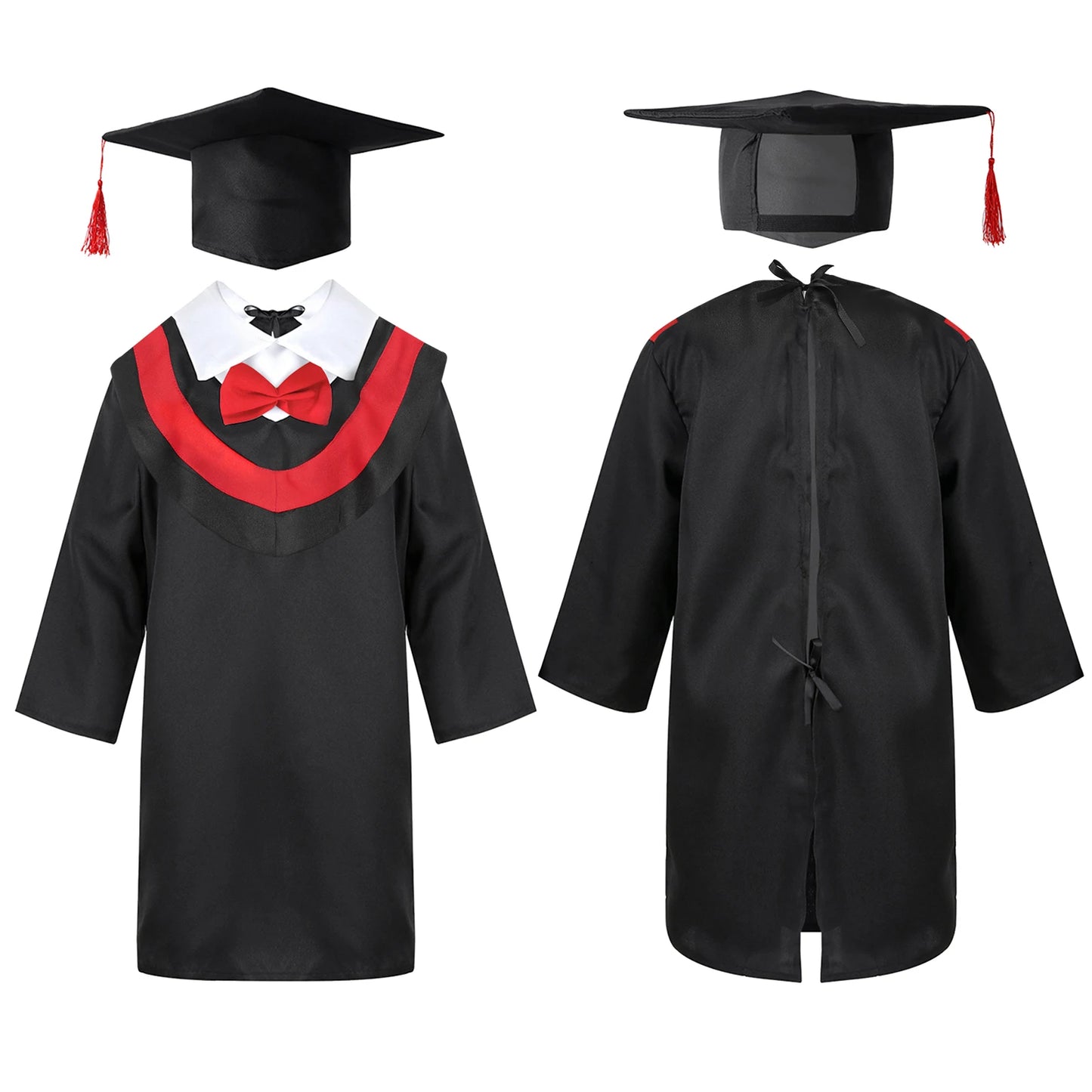 Kids Graduation Gown With Tassel Cap (Age 4-12YRS) Red