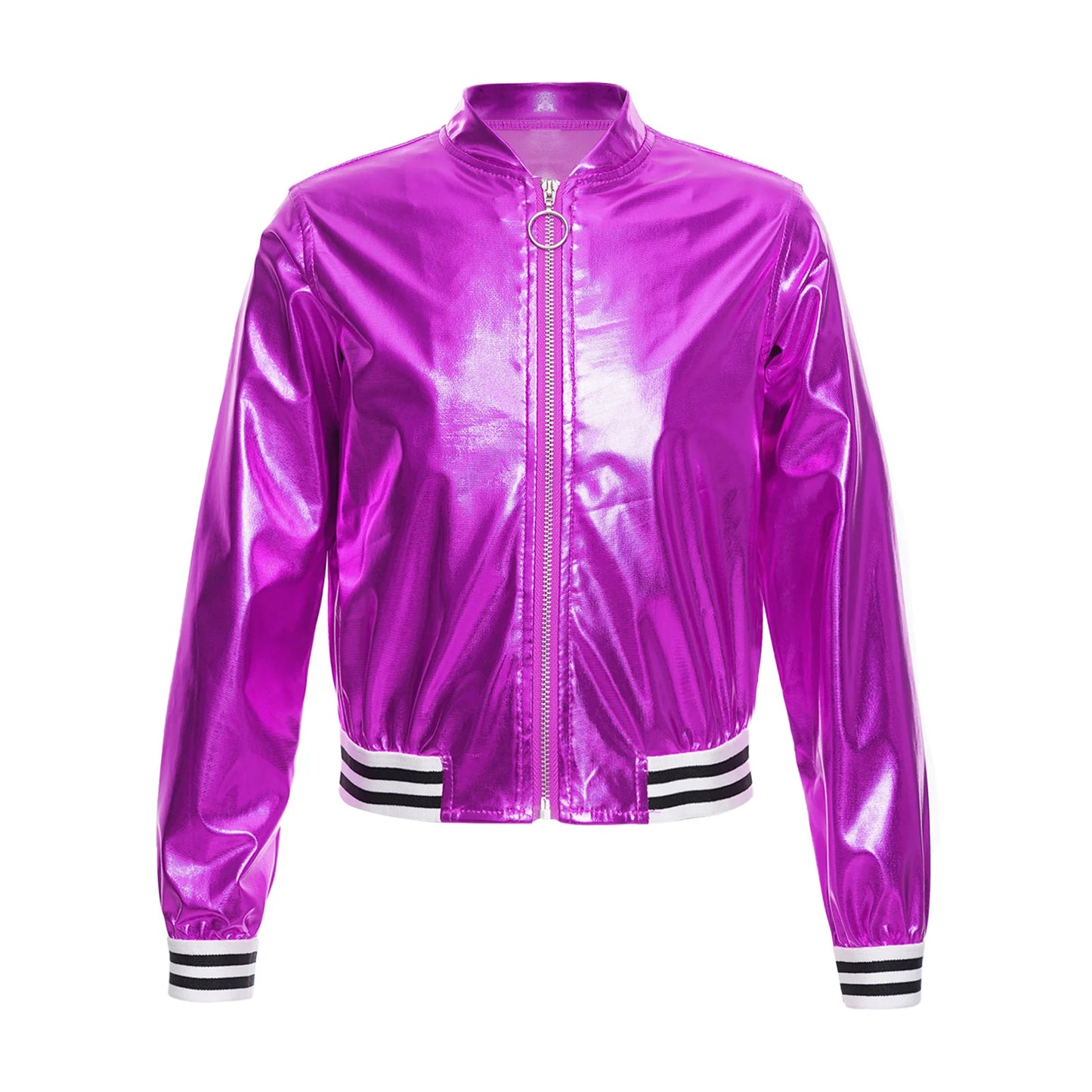 Girls Metallic Long Sleeve Zipper Jacket (Age 6-16 YRS)