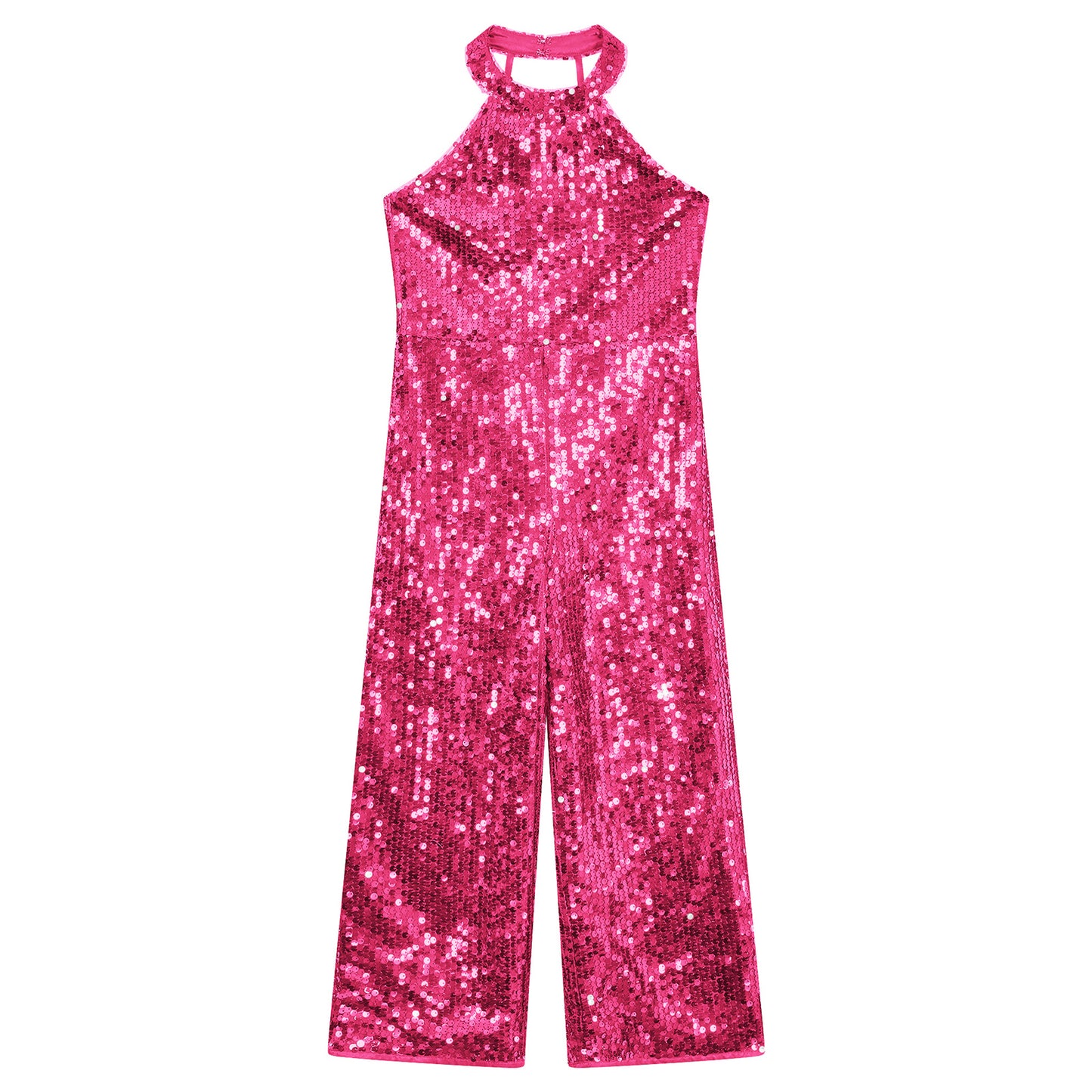 Girls Dance Sequin Sleeveless Halter Jumpsuit (Age 6-14YRS)
