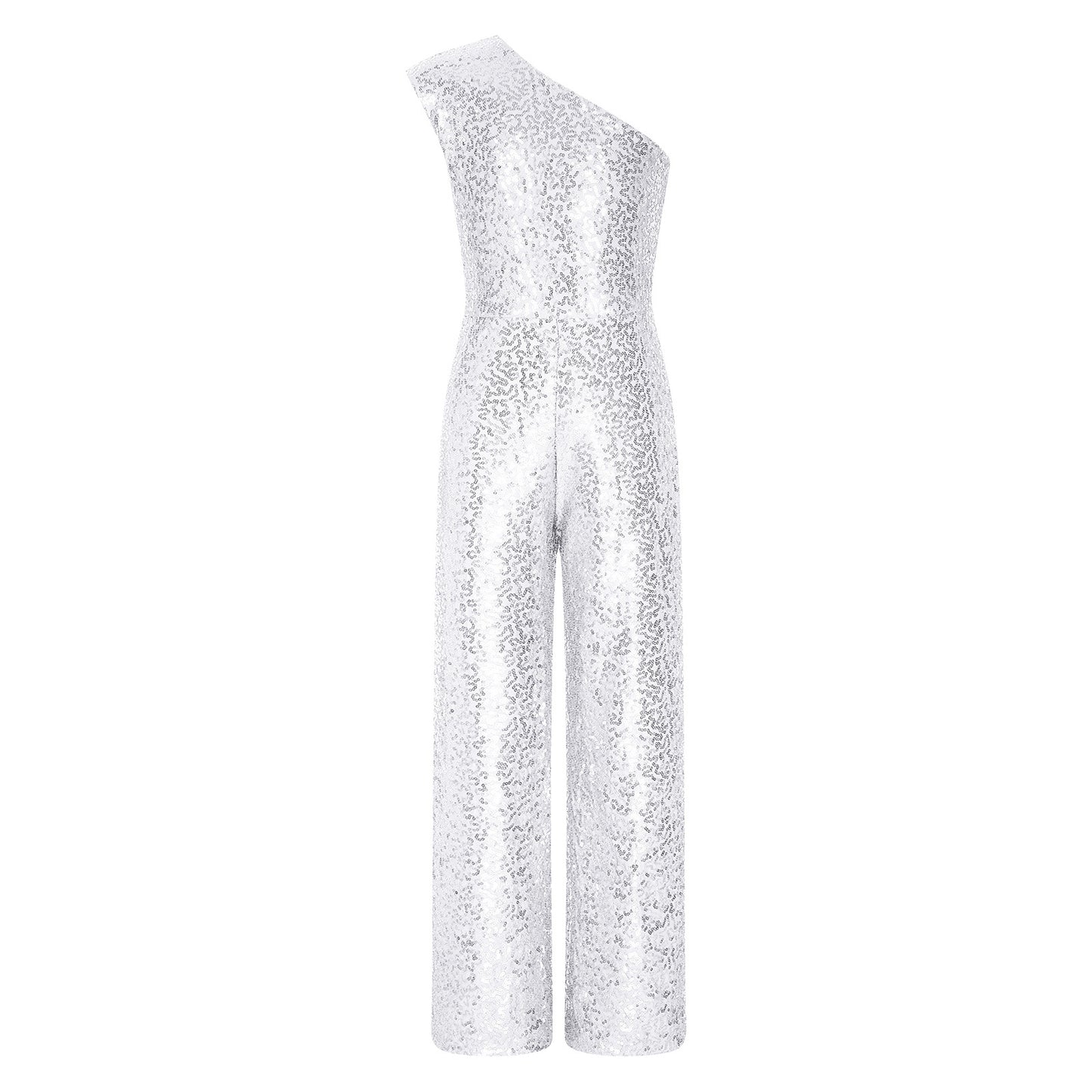 Girls Sequin One Shoulder Jumpsuit (Age 6-16YRS)