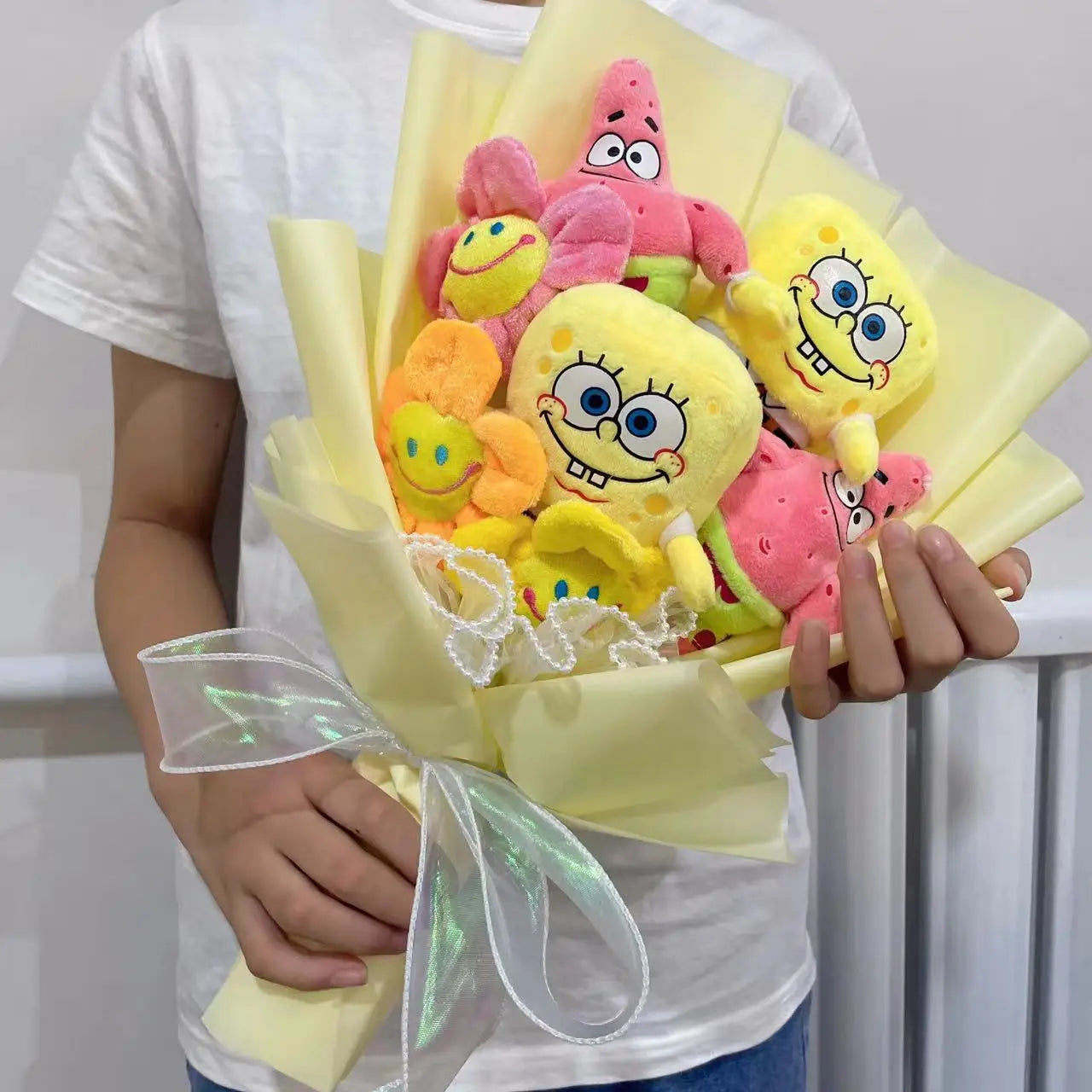 Plush SpongeBob Patrick Star Gary Squidward Stuffed Toy Flower Bouquet