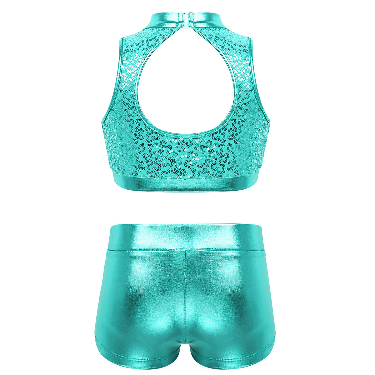 Girls Dance Costume Sequin Crop Top & Shorts Set (Age 6-12 YRS)