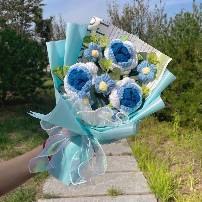 Plush Knitted Crochet Flower Gift Bouquet