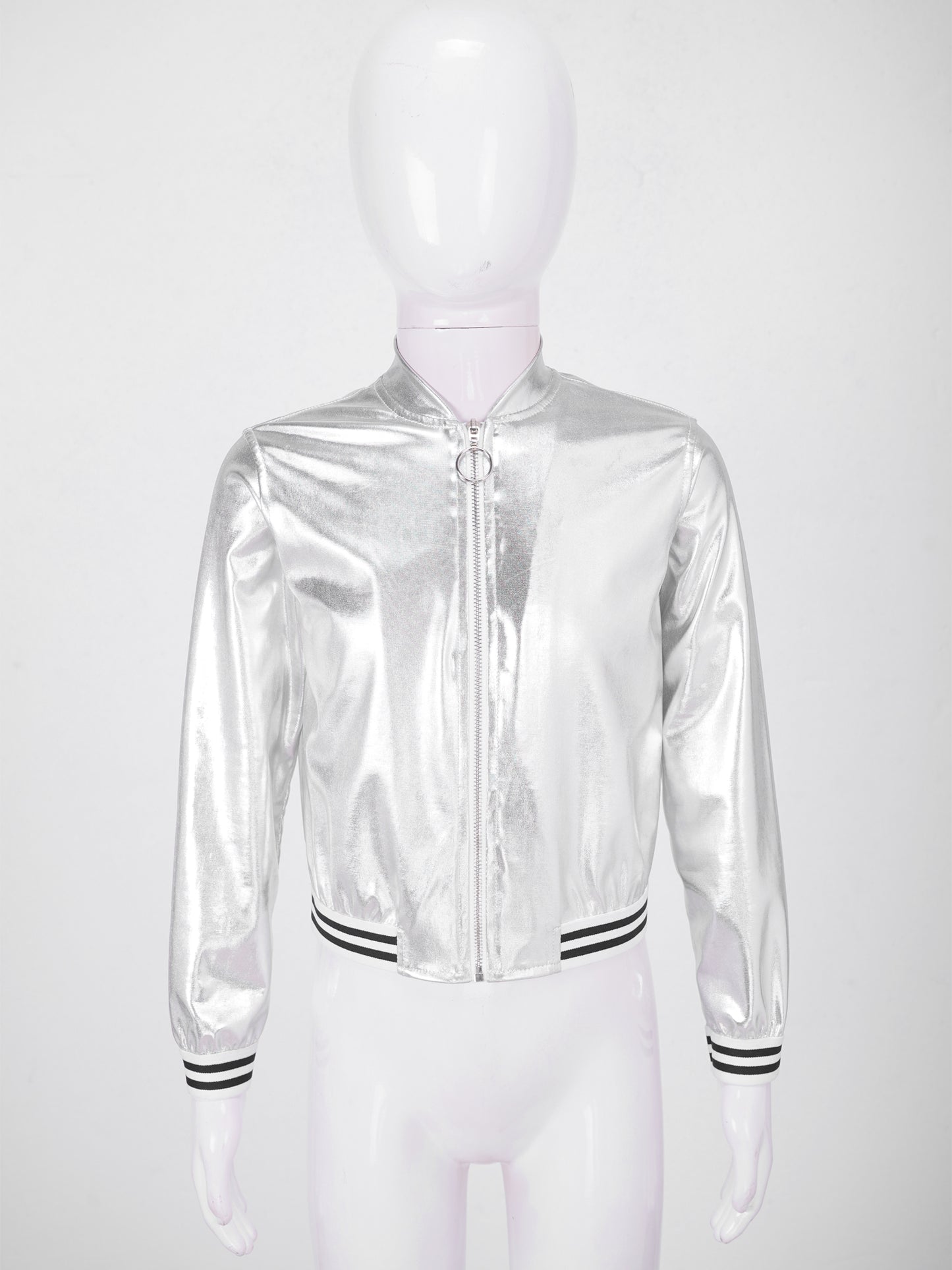 Girls Metallic Long Sleeve Zipper Jacket (Age 6-16 YRS)