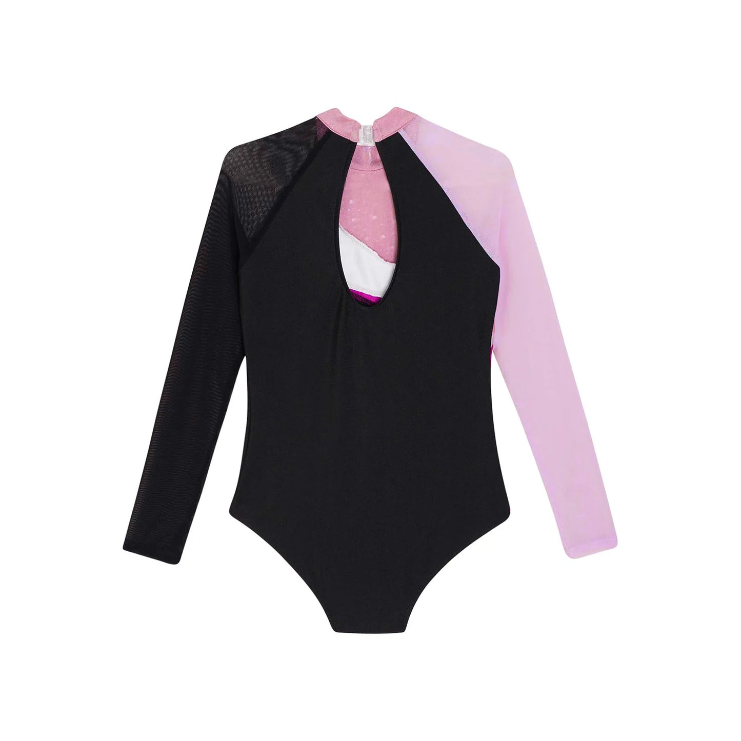Girls Ballet Dance Leotard Gymnastics Rhinestones Sheer Mesh Long Sleeve (Age 4-16 YRS)