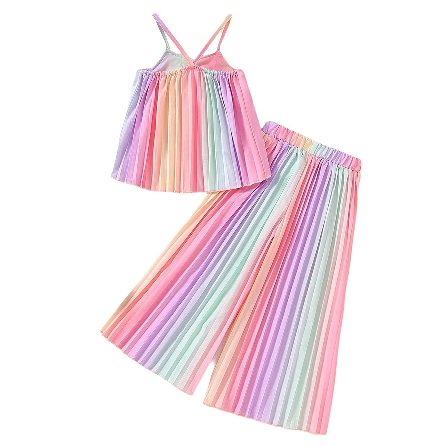 Girls Pleated Spaghetti Strap Camisoles Top & Wideleg Trousers (Age 4-7YRS)