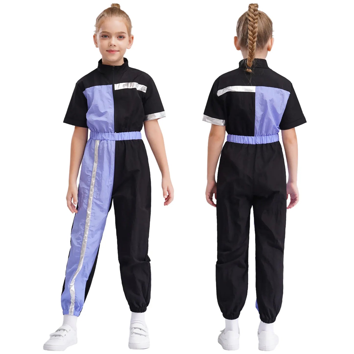 Girls Color Block Jumpsuit (6-16 YRS) Purple
