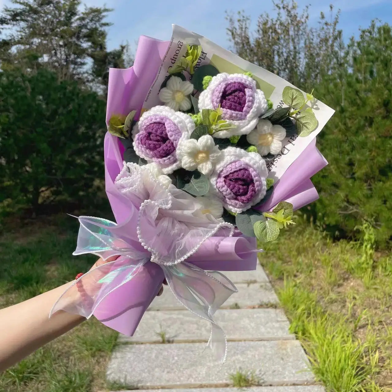 Plush Knitted Crochet Flower Gift Bouquet