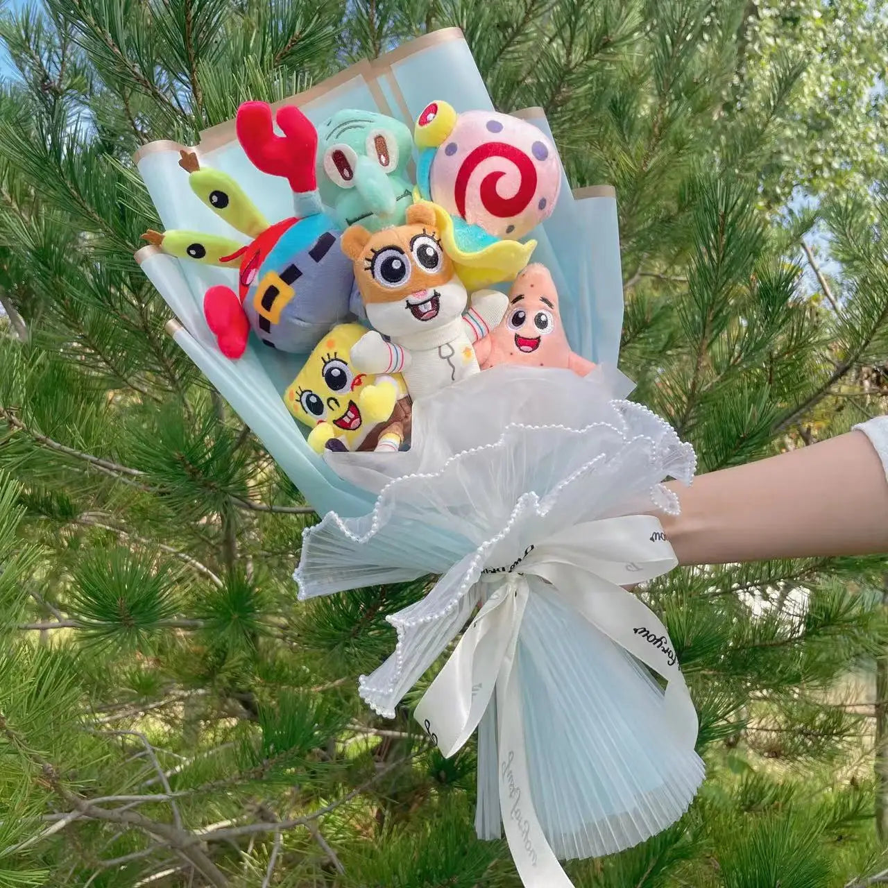 Plush SpongeBob Patrick Star Gary Squidward Stuffed Toy Flower Bouquet