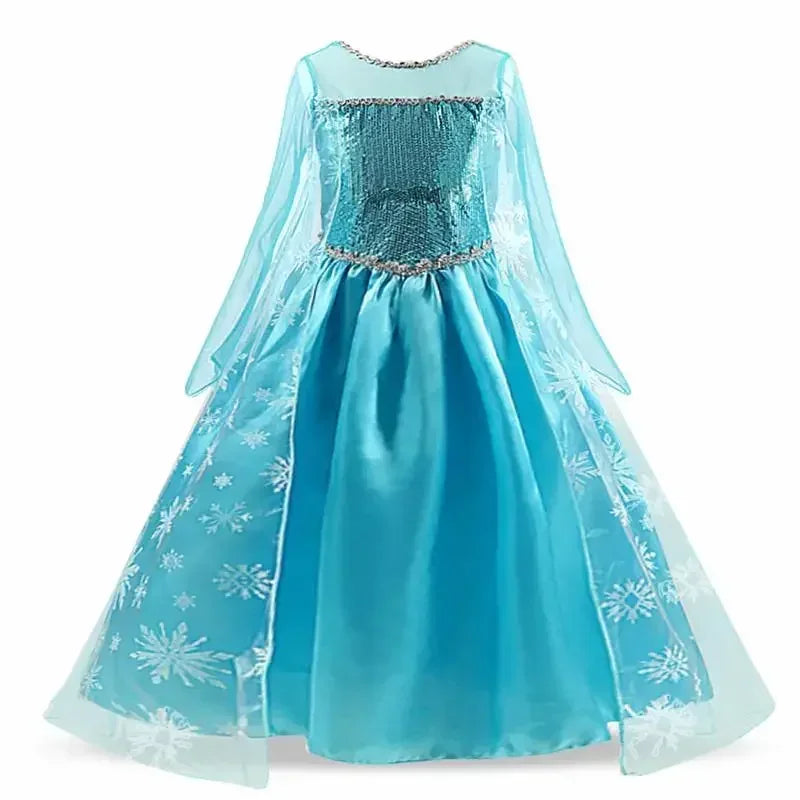 Elsa Dress for Girls 3-10 Yrs Birthday Role Elsa Princess Dress For Kids Halloween Carnival Easter Party Cosplay Girls Costume Blue E