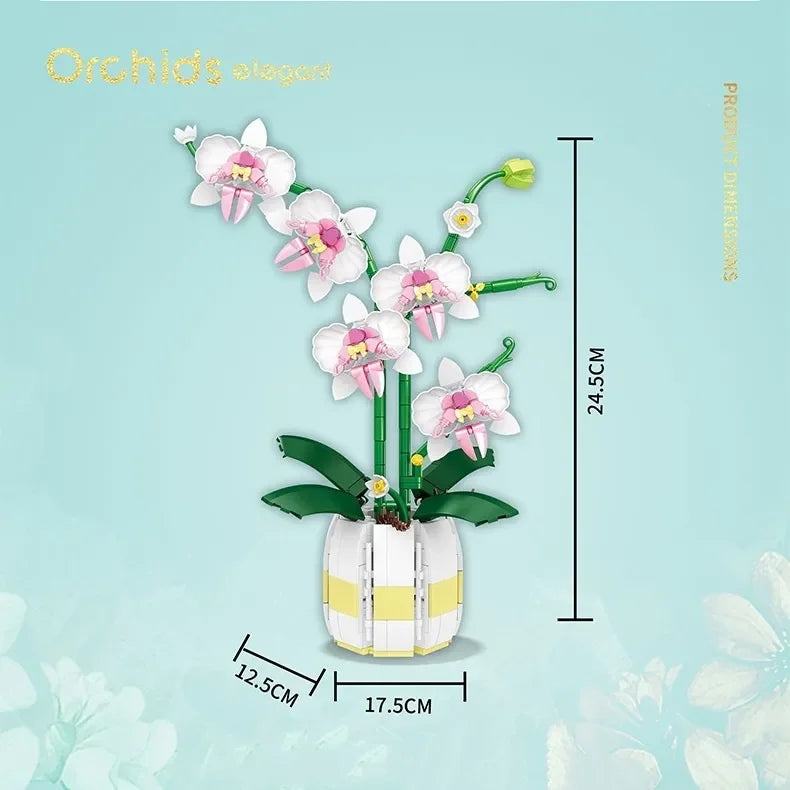 Moth Orchid Potted Building Blocks Bouquet DIY Toy
