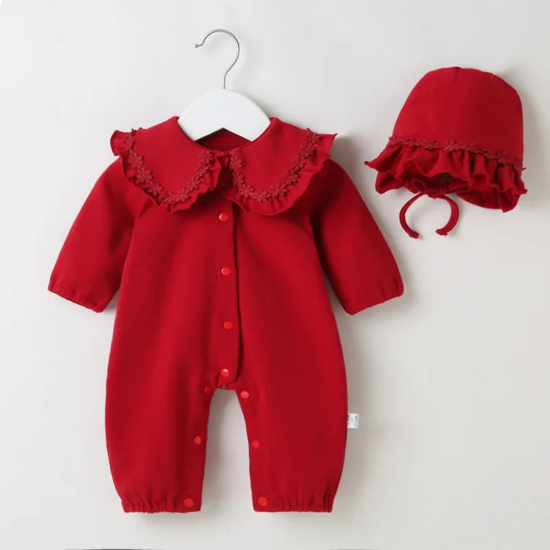Baby Girl Jumpsuit & Hat Set (Age 3M-12M)