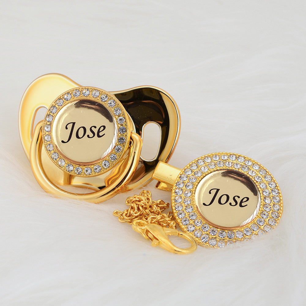 Gold Bling Personalised Pacifier Dummy Clip