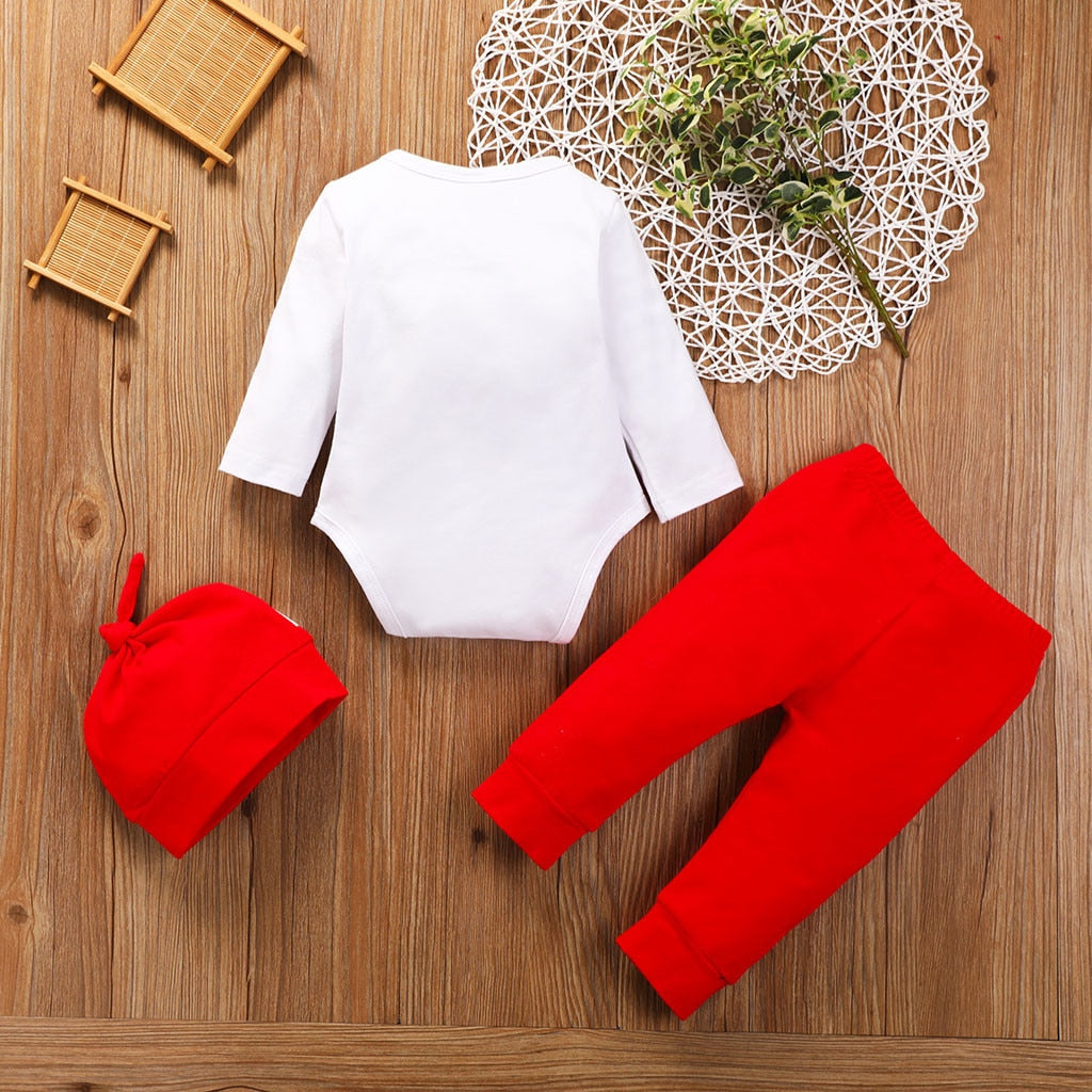Baby Boys 1st Valentines Bodysuit Trousers & Hat Set (6m-12m)