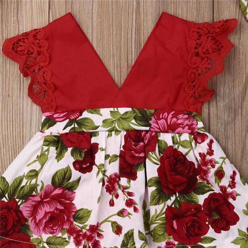 Baby Girls Burgundy Floral Romper & Headband (Age 6M-24m)