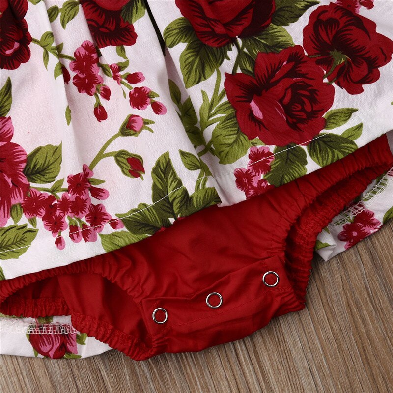 Baby Girls Burgundy Floral Romper & Headband (Age 6M-24m)