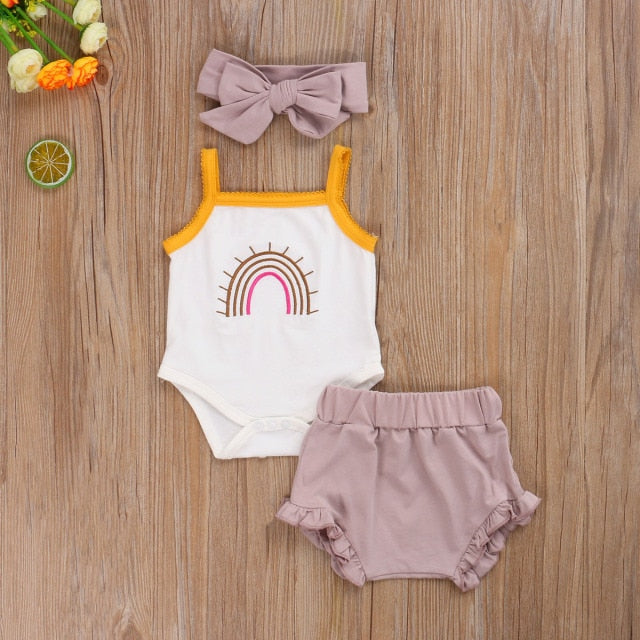 Baby Girls Bodysuit Shorts & Headband (Age 3m-24m) Rose