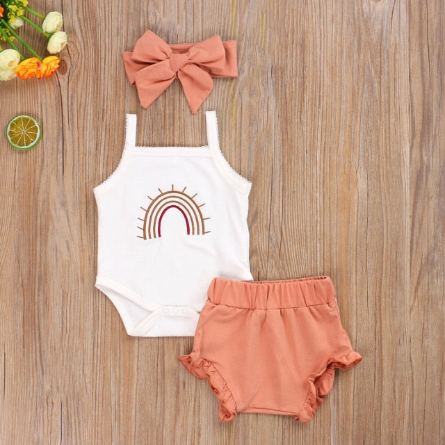 Baby Girls Bodysuit Shorts & Headband (Age 3m-24m) Orange