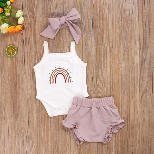 Baby Girls Bodysuit Shorts & Headband (Age 3m-24m) Pink