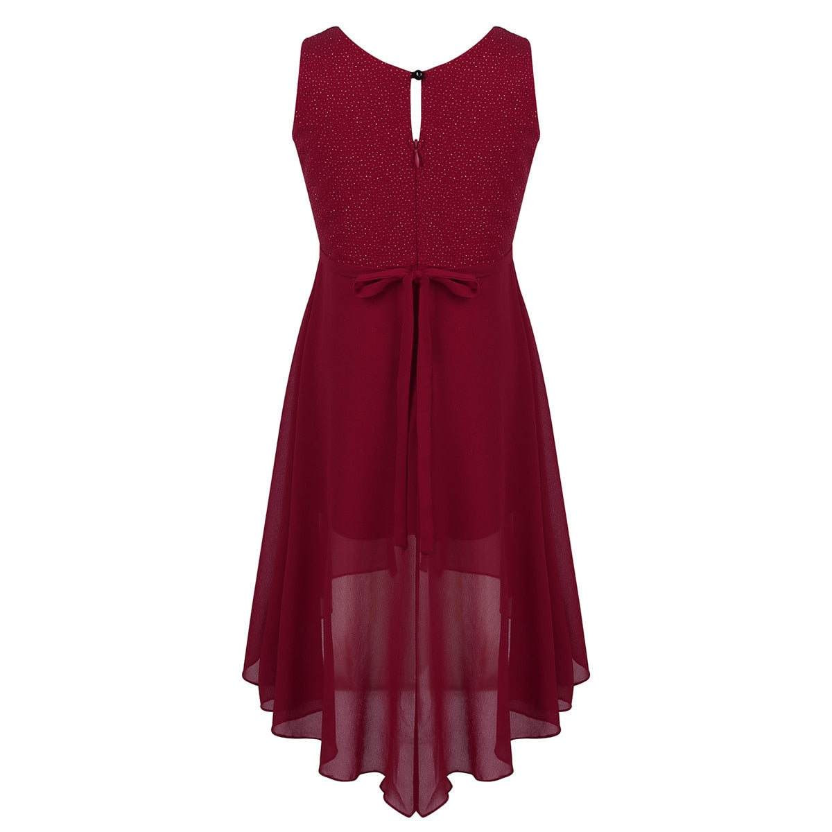 Girls Dipped Hem & Rhinestone Embellished Dress (Age 6-14yrs)