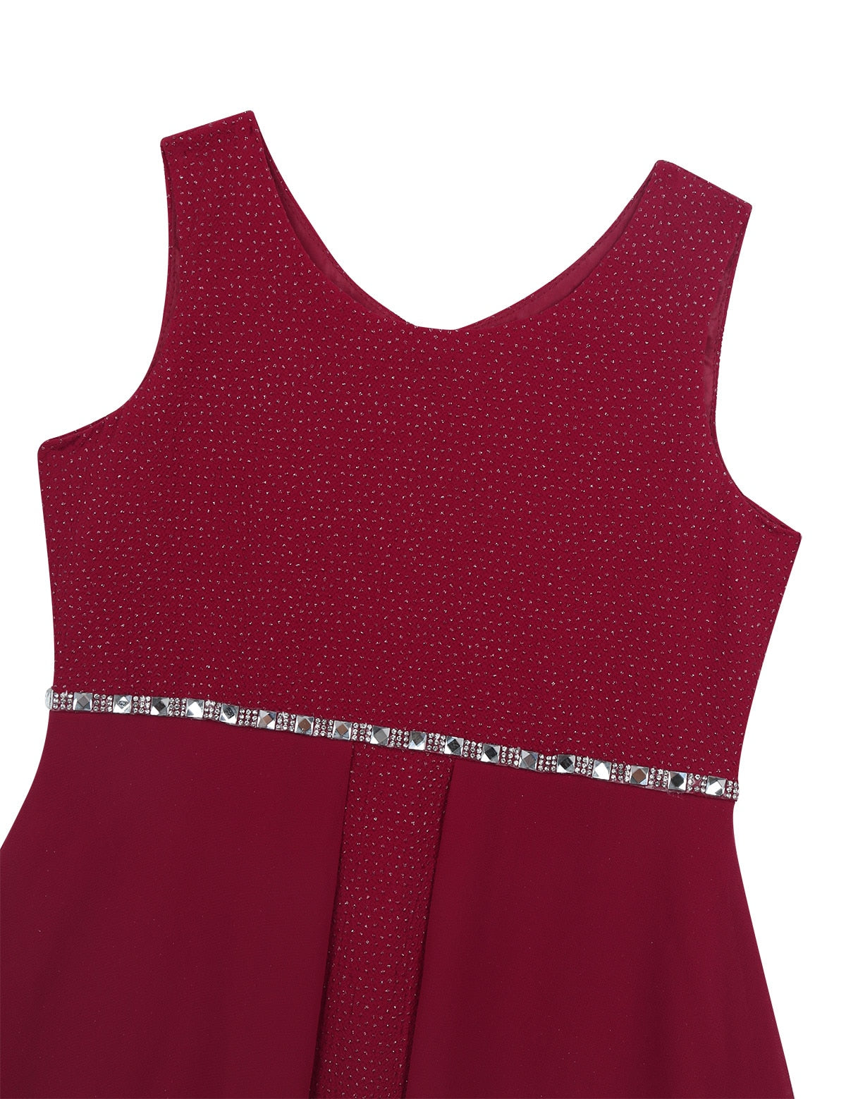 Girls Dipped Hem & Rhinestone Embellished Dress (Age 6-14yrs)