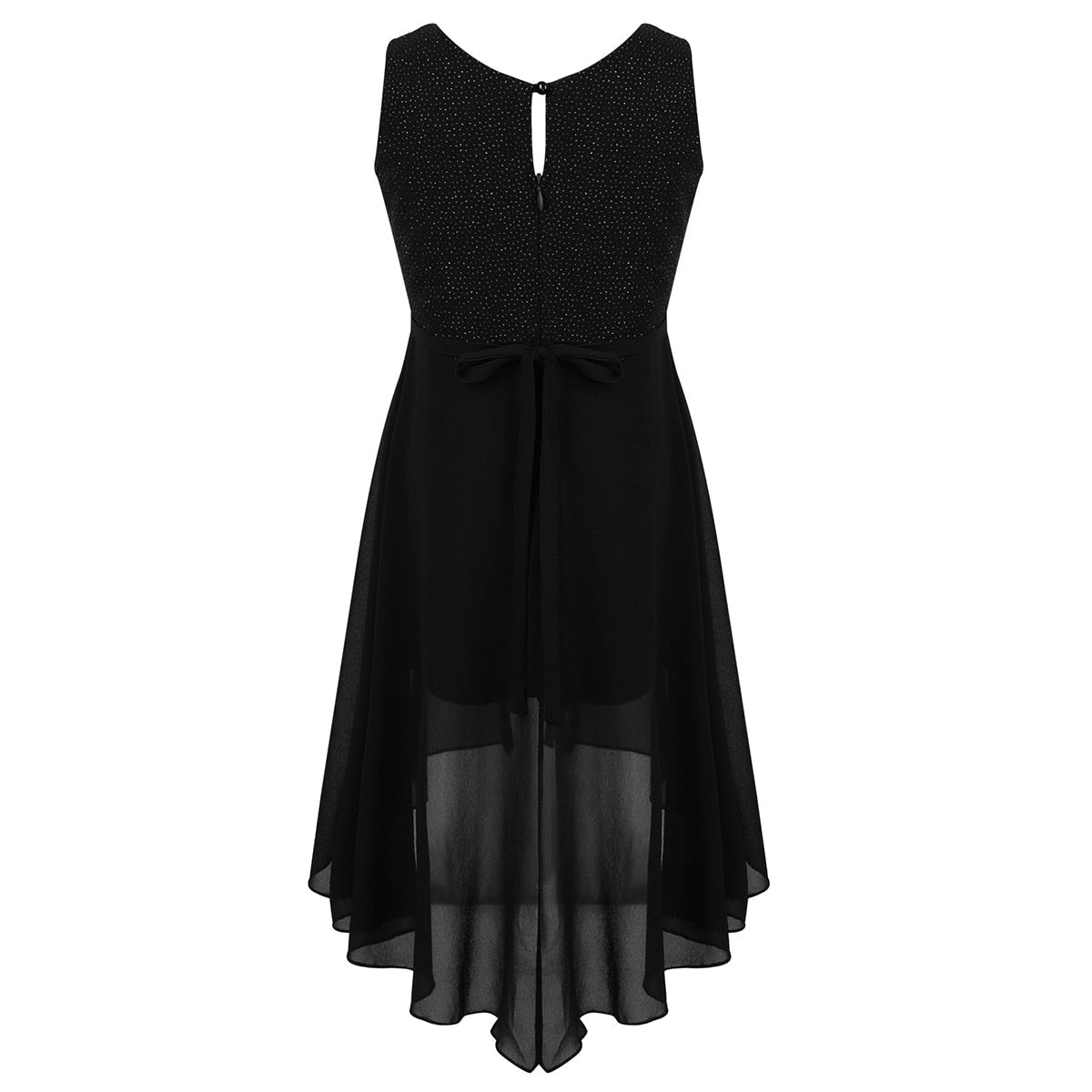 Girls Dipped Hem & Rhinestone Embellished Dress (Age 6-14yrs)