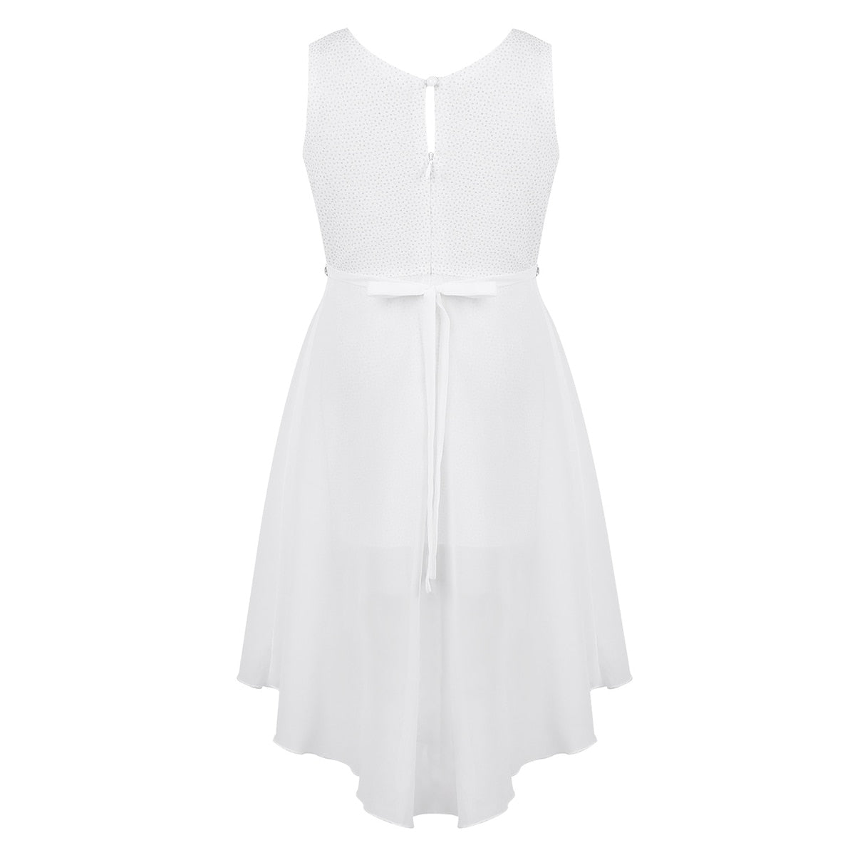 Girls Dipped Hem & Rhinestone Embellished Dress (Age 6-14yrs)