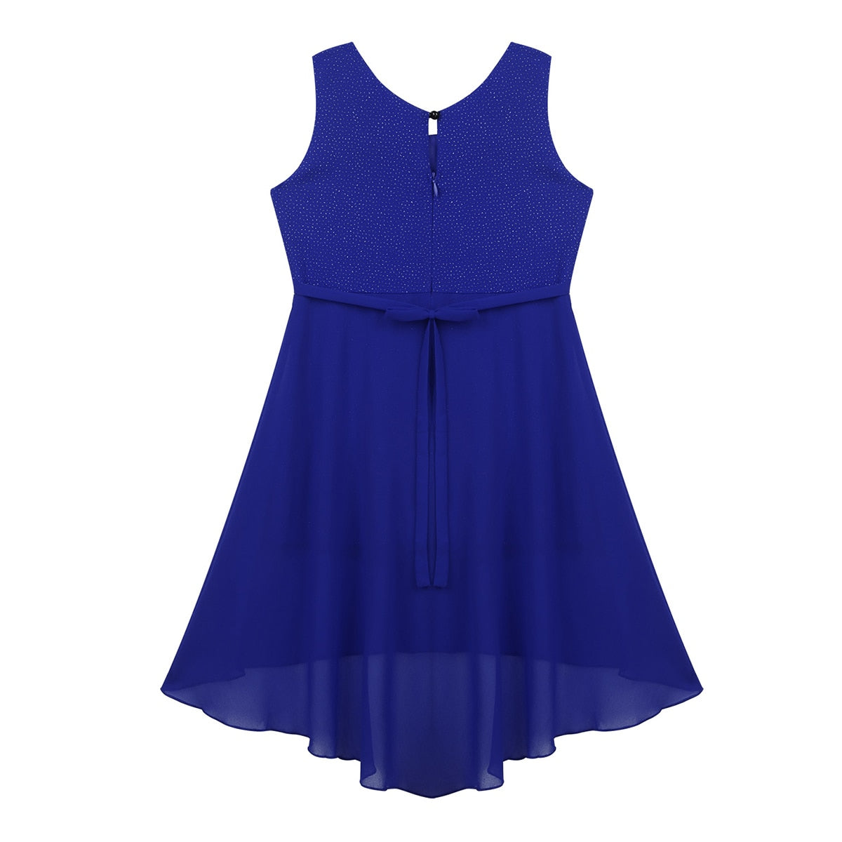 Girls Dipped Hem & Rhinestone Embellished Dress (Age 6-14yrs)