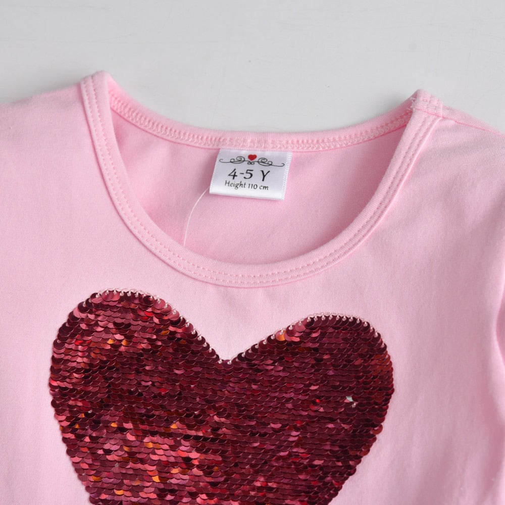 Girls Pink & Black Heart Dress (Age 3Y-8Y)