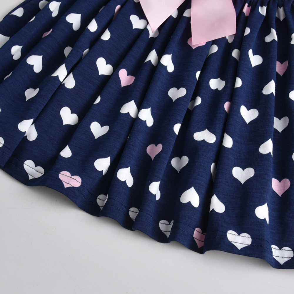 Girls Pink & Black Heart Dress (Age 3Y-8Y)
