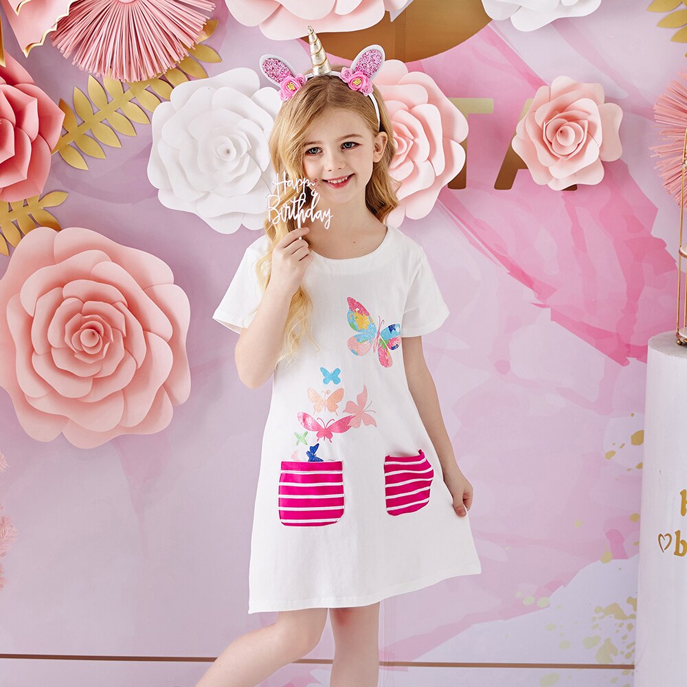 Girls White T-Shirt Dress (Age 3Y-6Y) White