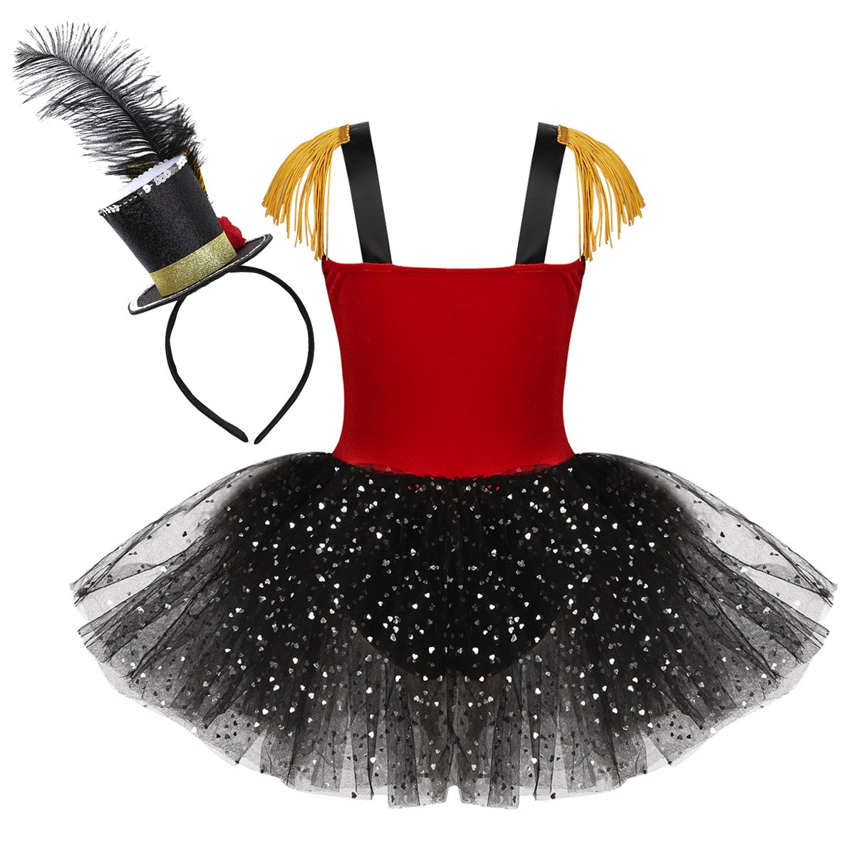 Girls Ringmaster Tulle Costume Dress & Hat (Age 3Y-14Y)