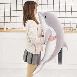 Large Plush Dolphin Pillow Stuffed Toy 30-50cm Grey