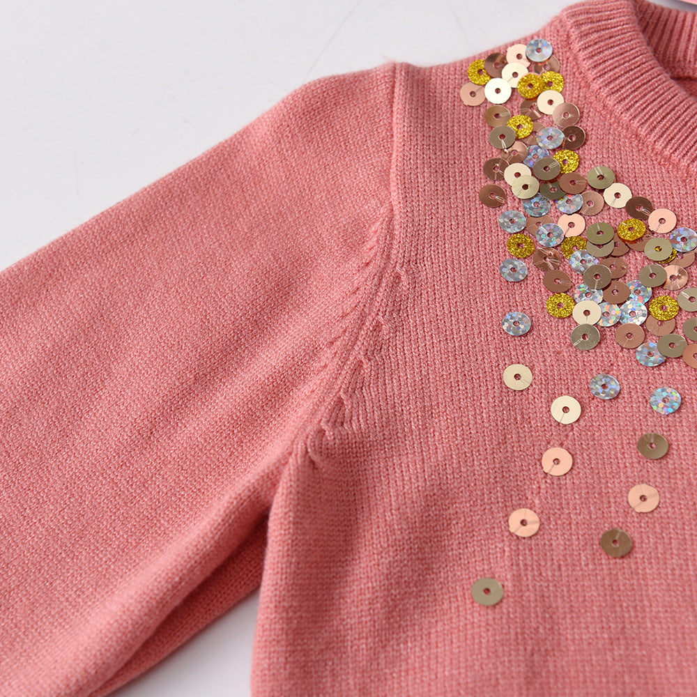 Girls Pink Sequin Knitted Cardigan (Age 3-8YRS)